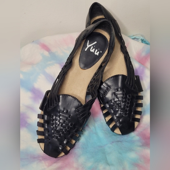 Yuu Shoes - Yuu Black Woven Sandals